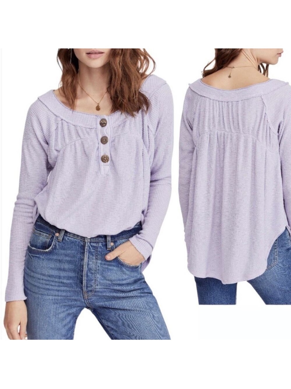 We The Free Lilac Ribbed Crewneck Sweater